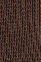 One size one piece with an open back, front cutout, and adjustable triangle cups in Chocolate Brown.