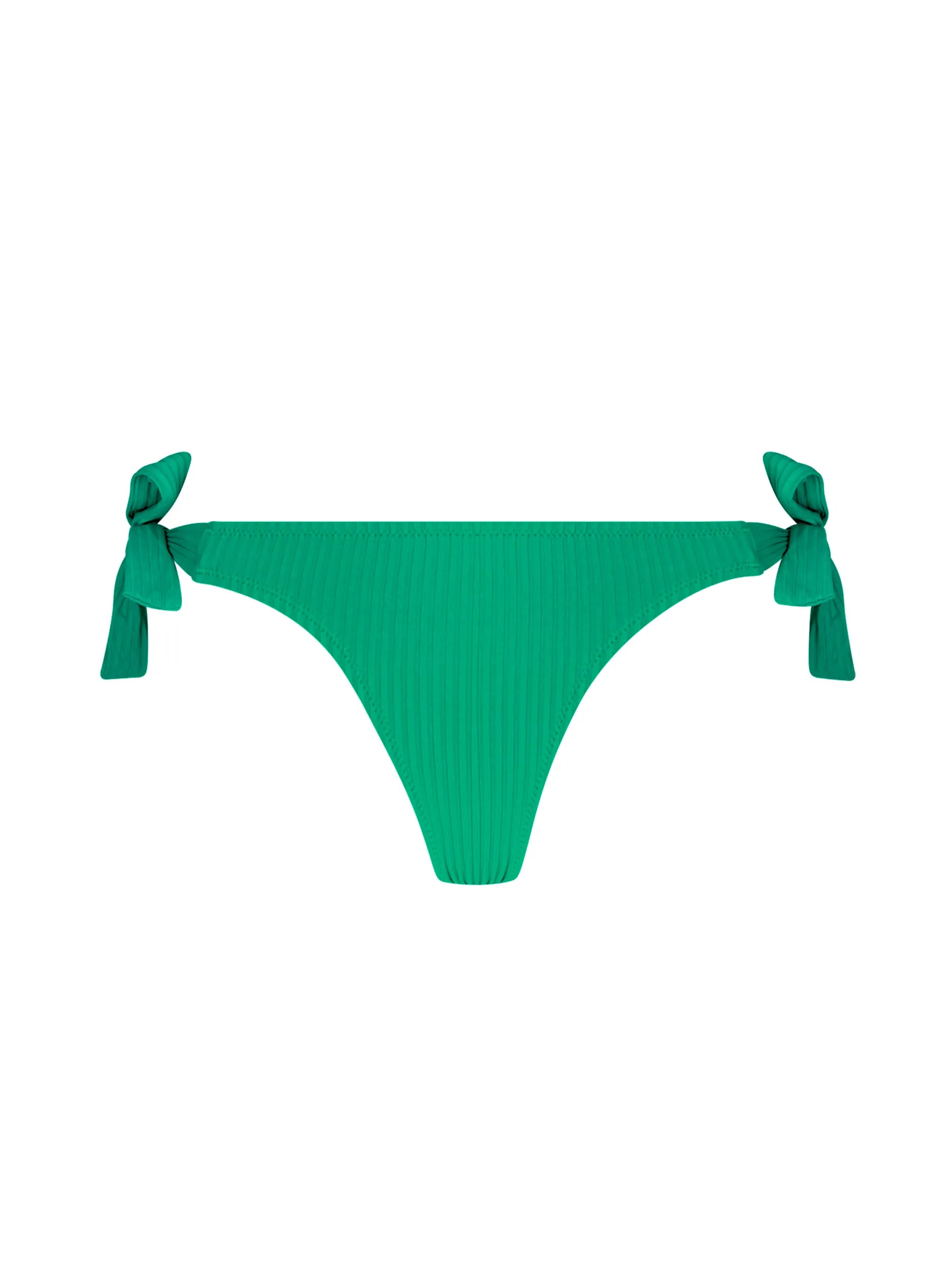 Ribbed bikini bottom with tie sides in green