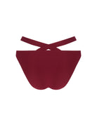Full coverage bikini bottom with strappy sides in burgundy