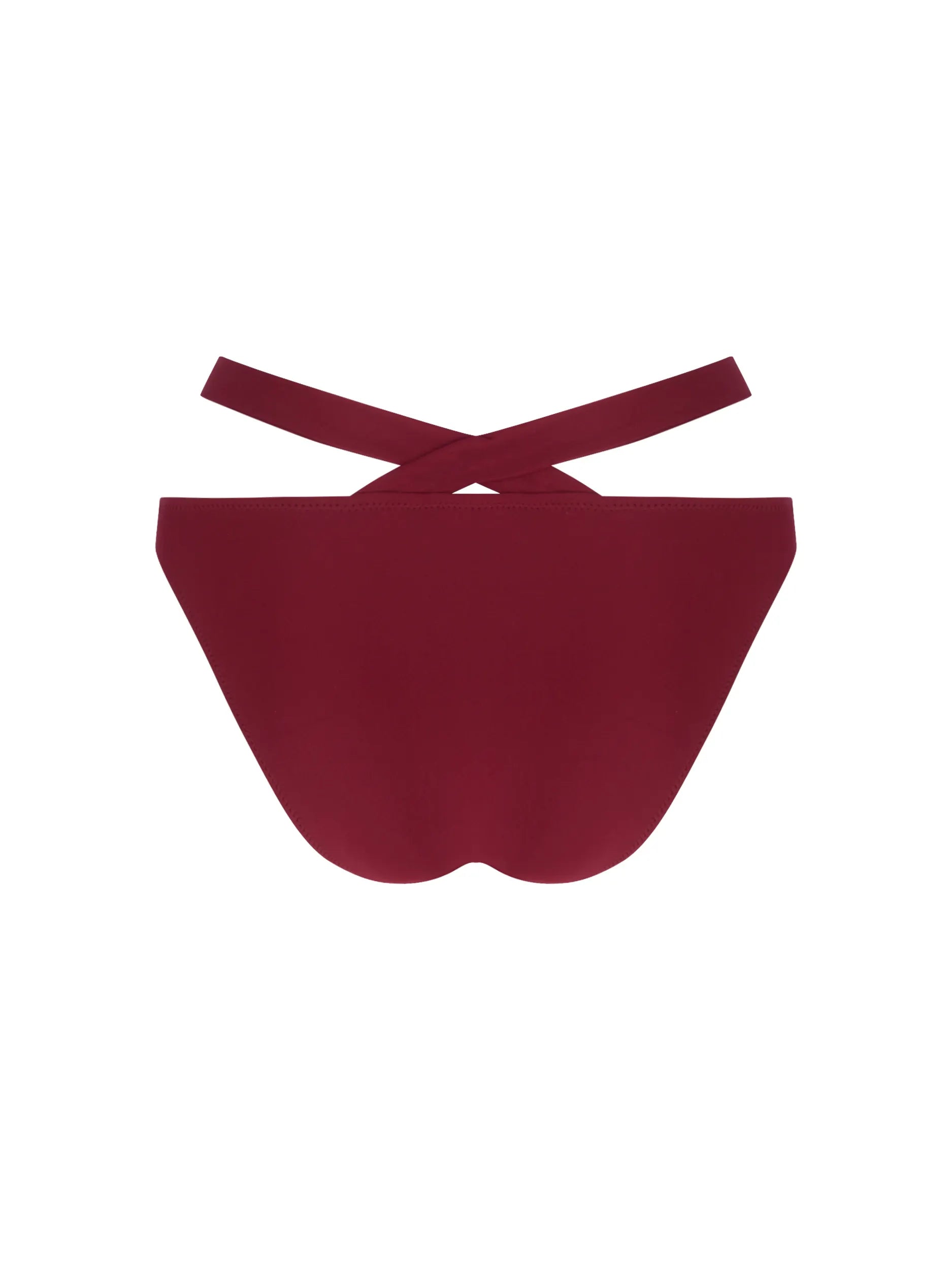 Full coverage bikini bottom with strappy sides in burgundy