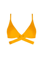 Strappy yellow triangle bikini top