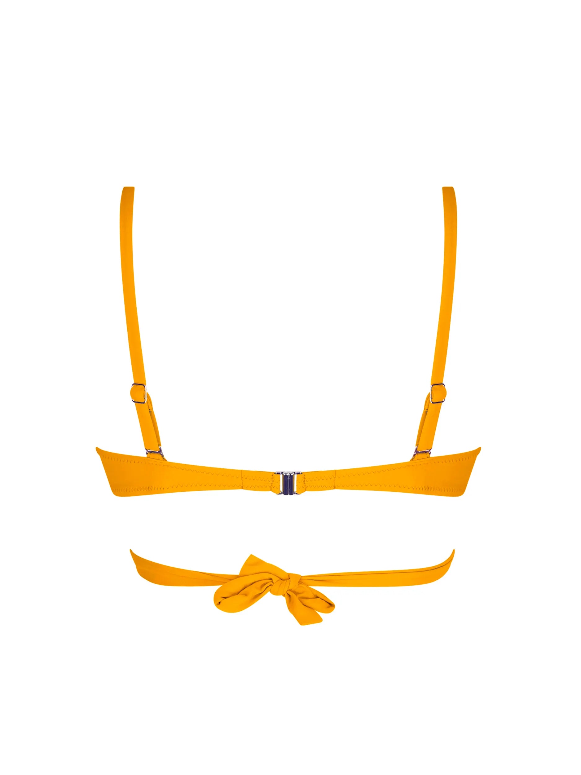 Strappy yellow triangle bikini top