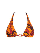 Adjustable triangle with ring front in orange and red print