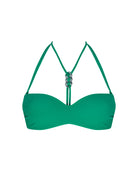 Ribbed underwire top with soft moulded cups and a removable choker in green