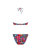 Plunging one piece with ring detail and a low back in colorful print
