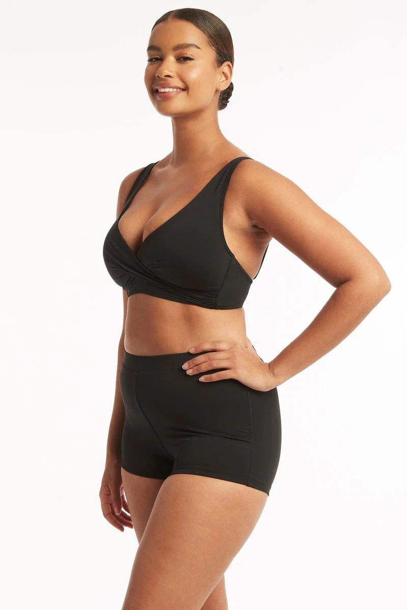 Black boyshort bikini bottom