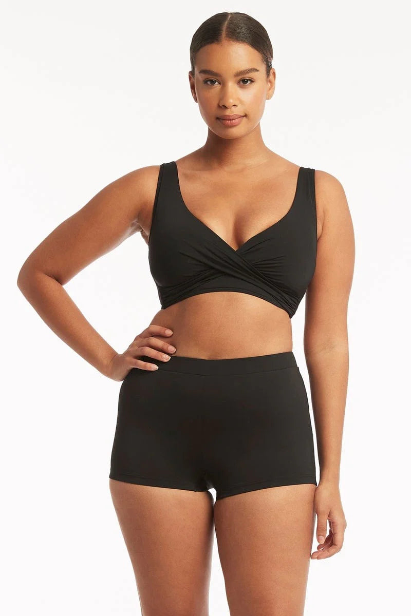 Black boyshort bikini bottom