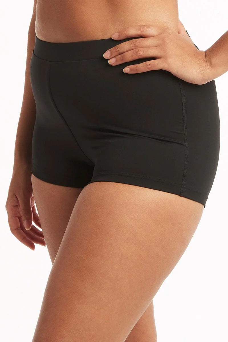 Black boyshort bikini bottom