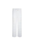 Open knit drawstring pants in white