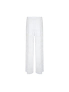 Open knit drawstring pants in white
