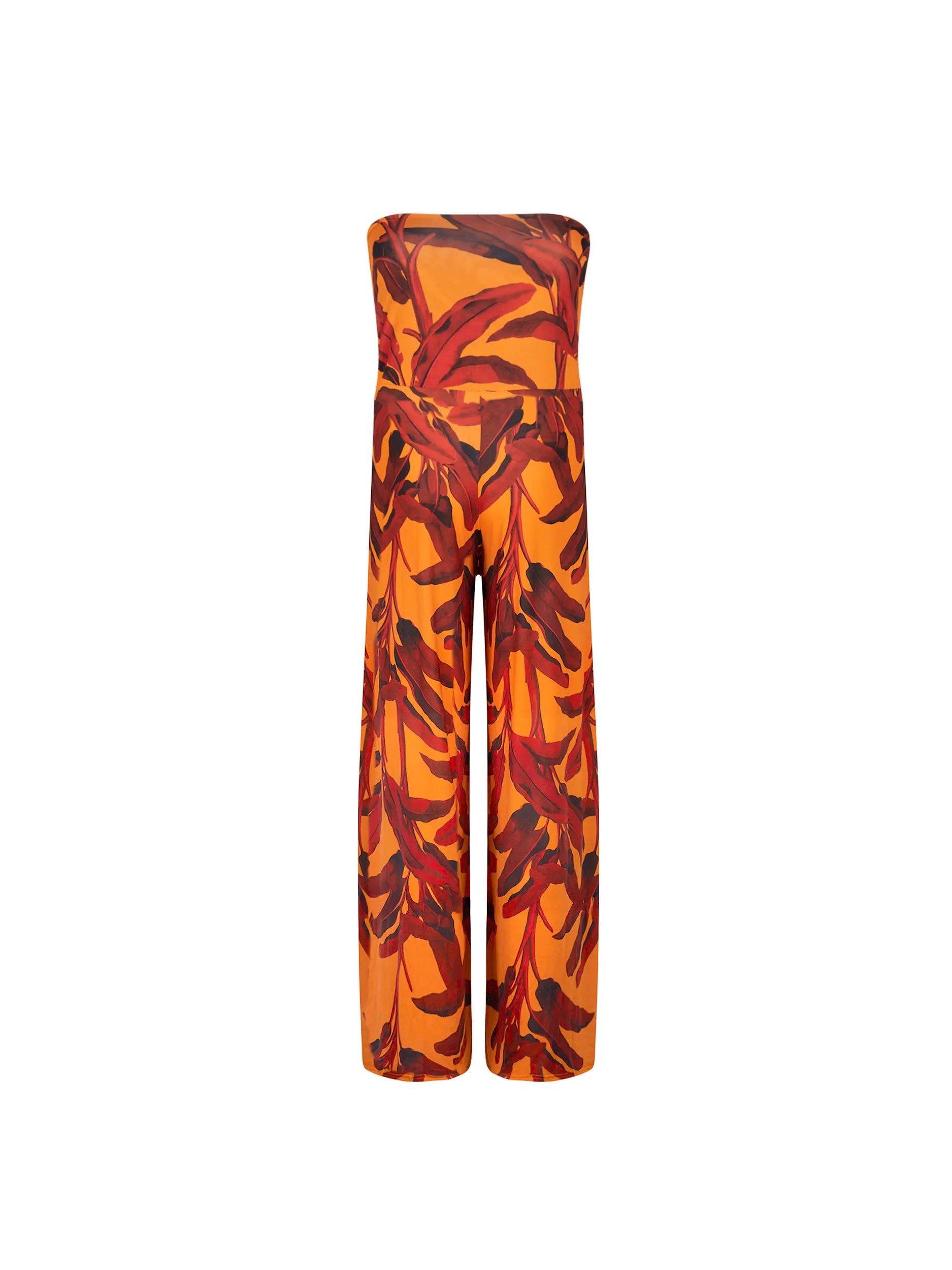 Strapless jumpsuit in colorful print