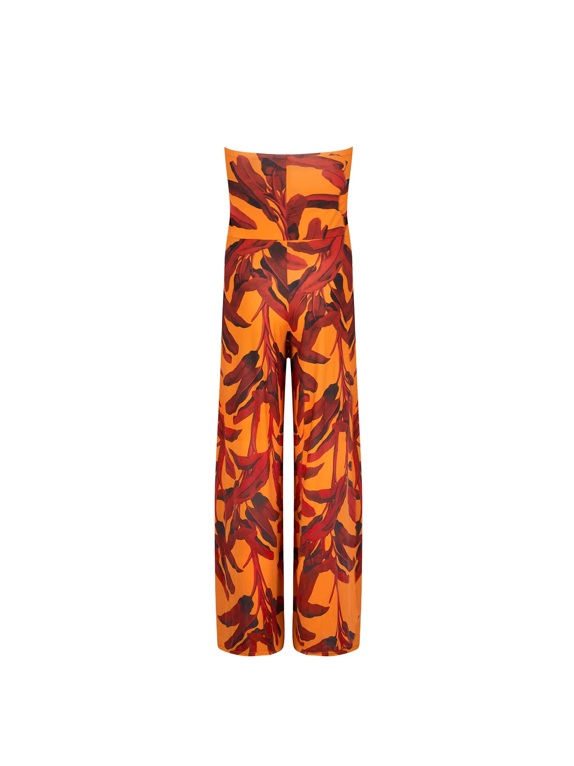 Strapless jumpsuit in colorful print