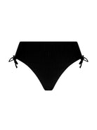 High waist bottom with side ties and full coverage in black