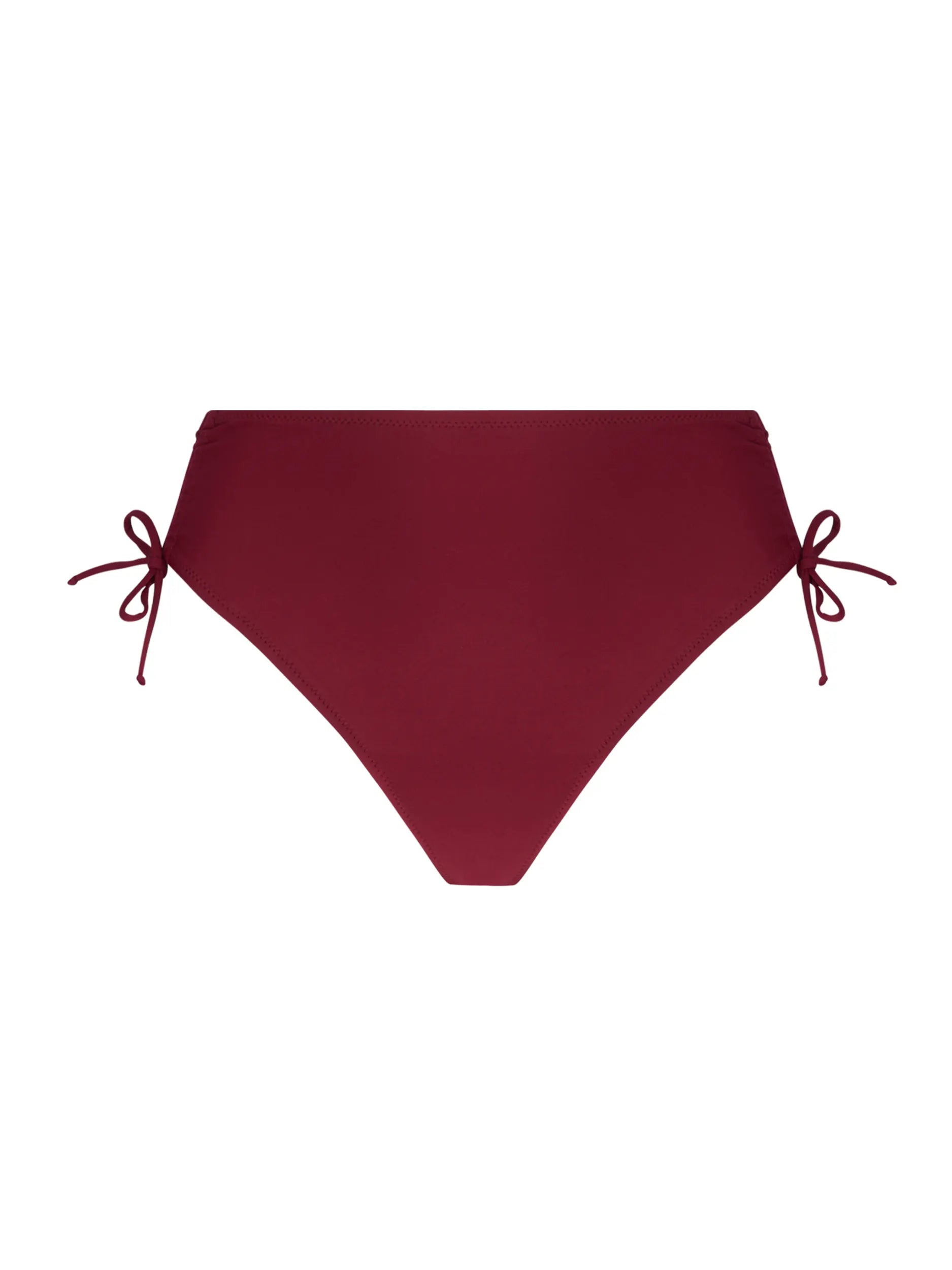 High waist bottom with tie sides in burgundy