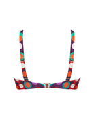 Ring front underwire top in multicolor polka dot print