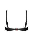 Black underwire bikini top with bronze trim