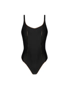 Black hidden underwire one piece with bronze trim