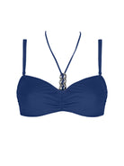 Ribbed navy blue underwire bikini top