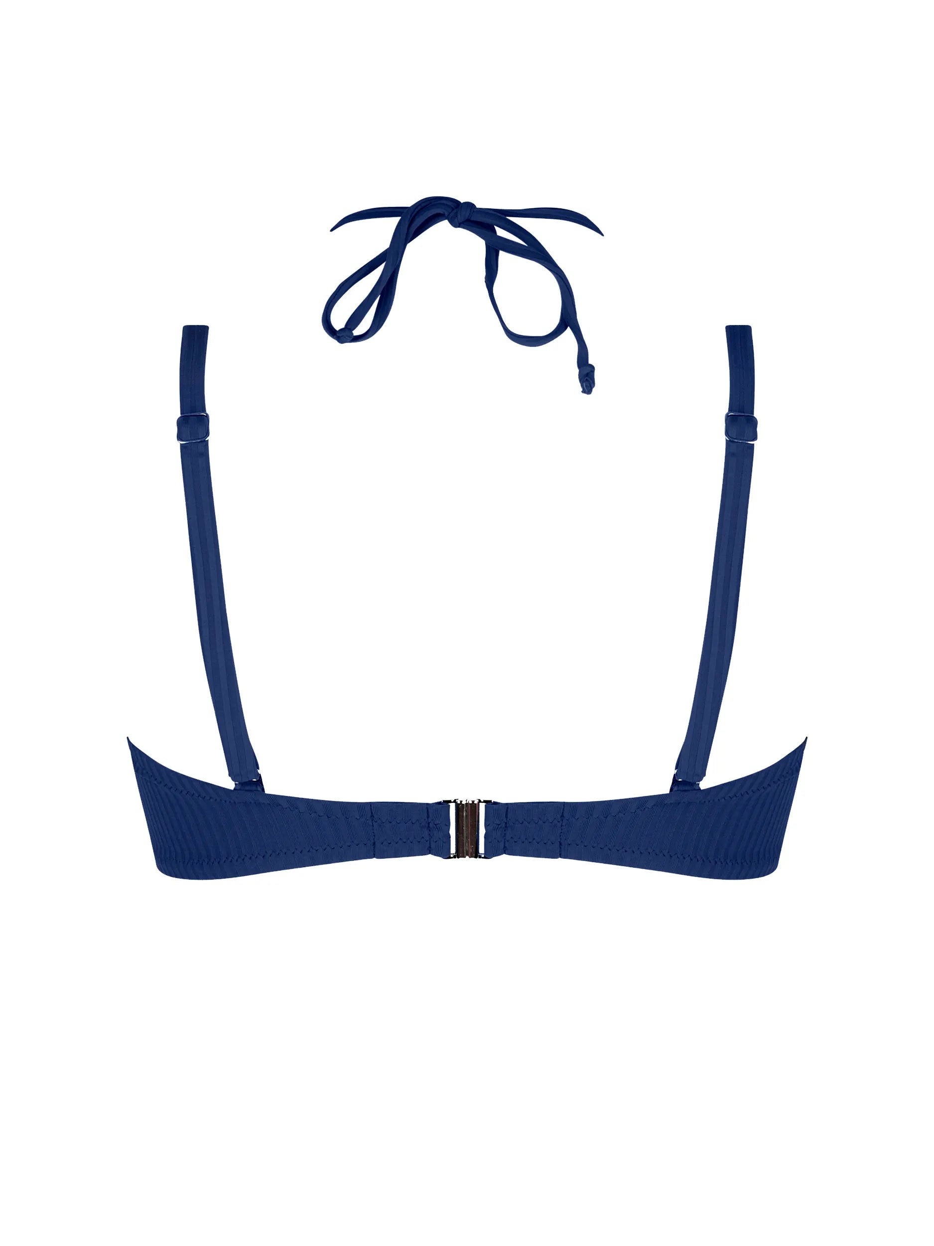 Ribbed navy blue underwire bikini top