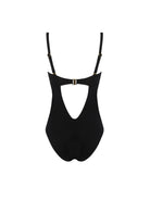Black lace up one piece with removable straps and a low back