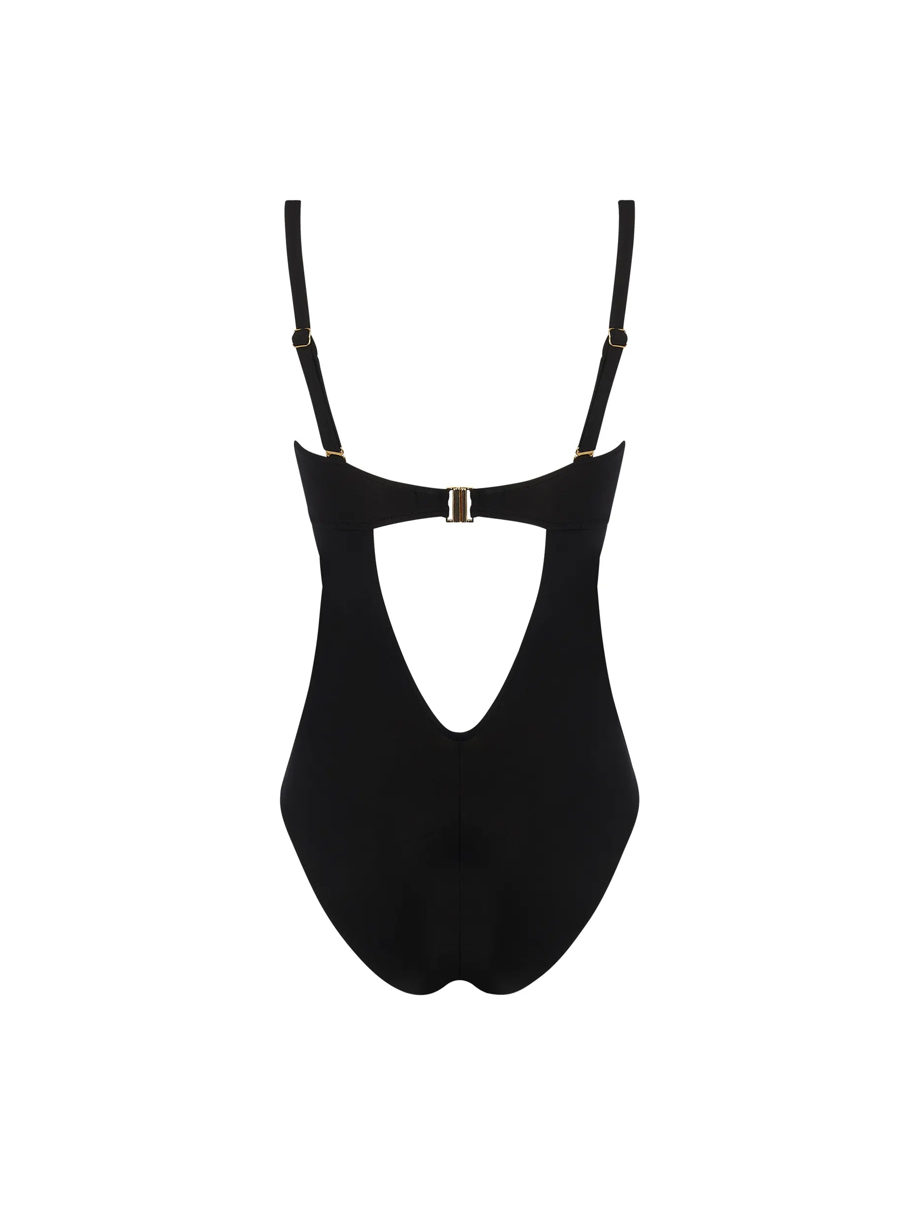 Black lace up one piece with removable straps and a low back