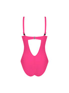 Cross front one piece with padding in pink