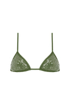 Dark green triangle bikini top with sequins
