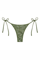 Tie side bikini bottom in dark green with sequins