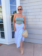 flowy white maxi skirt