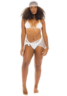 Hand crocheted mini sarong in white