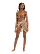 Crochet mini sarong with hand beaded pearls 