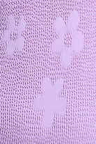 Short sleeve mini dress in one size crinkle fabric with lavender floral print