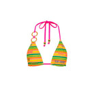 Colorful triangle top with two decorative rings on one side