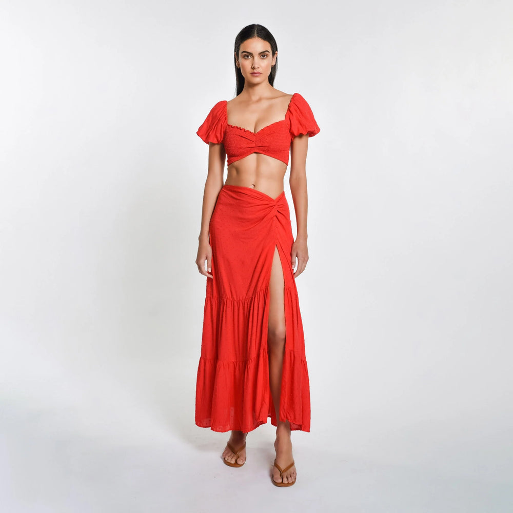Valentina Skirt - Red Sangria Lotus