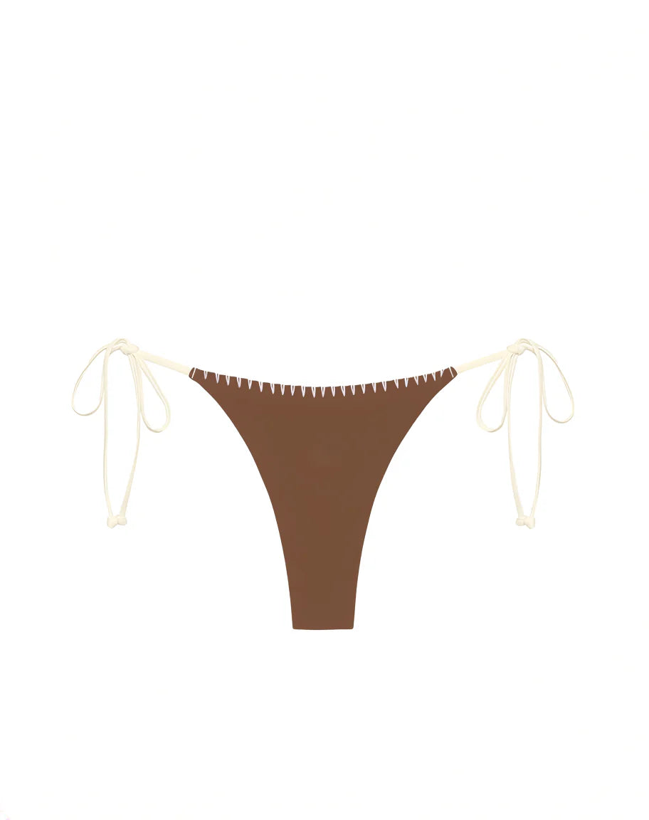 Brown tie side bikini bottom