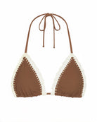 Brown triangle top with crochet trim