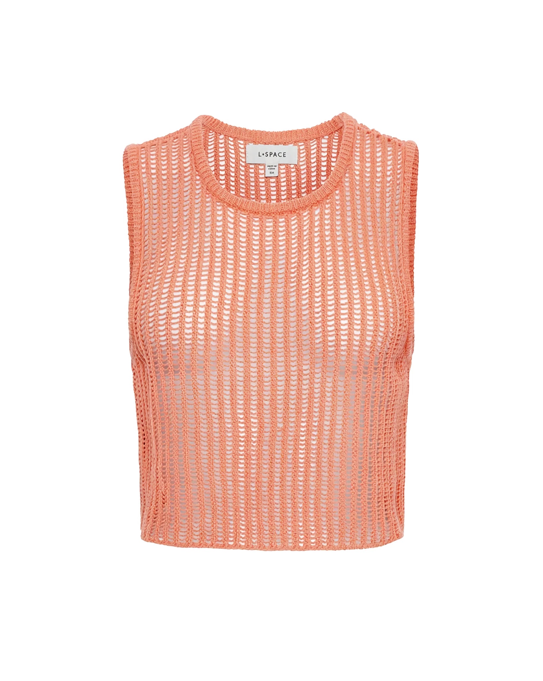 Cropped crochet cotton tank top in orange