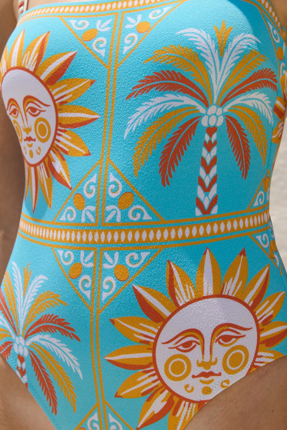 Multicolor print square neckline one piece