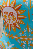 Multicolor print square neckline one piece