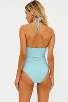 Baby Blue Terry One Piece With Halter Tie