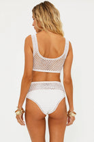 White Crochet Scoop Neck Top