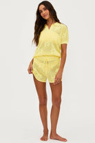 Cotton drawstring shorts in yellow