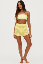 Cotton drawstring shorts in yellow