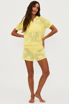 Cotton drawstring shorts in yellow