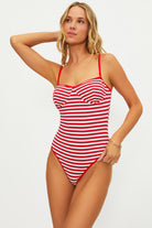 Red and white striped one piece with underwire support