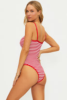 Red and white striped one piece with underwire support