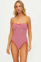 Red and white striped one piece with underwire support