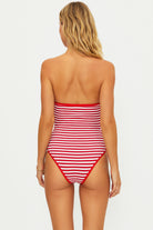 Red and white striped one piece with underwire support