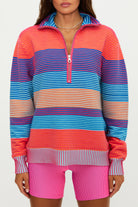 Striped Colorful Quarter Zip Sweater
