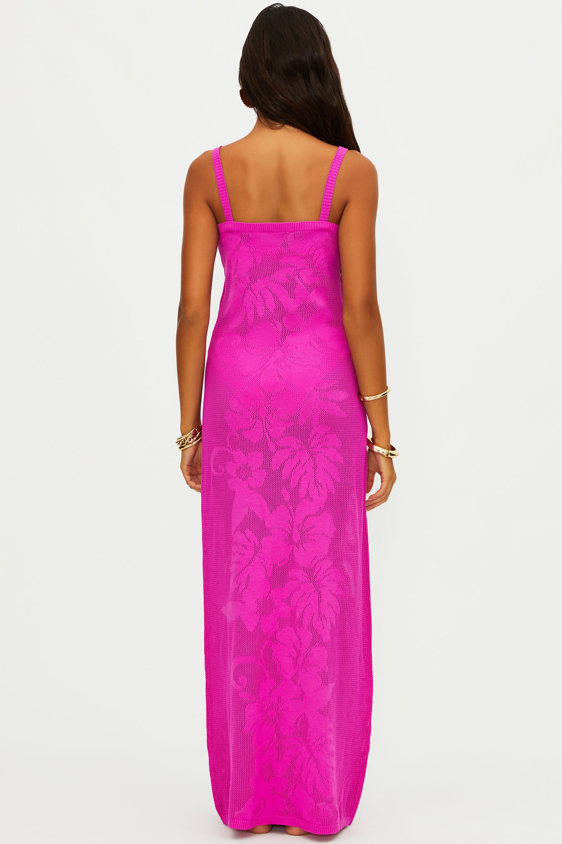 Long Cotton Coverup Dress In Pink